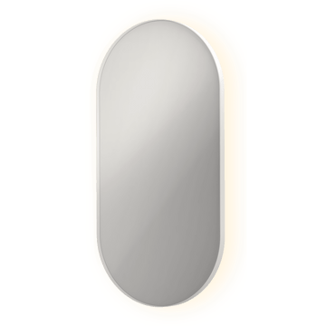 Bad&Design Spejle SP21 ovalt spejl i ramme med indirekte LED-belysning - 60x120 - mat hvid