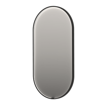 Bad&Design Spejle SP28 ovalt spejl med direkte LED i børstet metal sort - 60x4x120