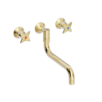 Bad&Design Toni Copenhagen Krydsgreb indbygningsarmatur m. svingtud S200 mm - messing