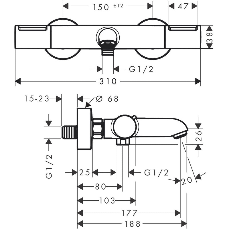 Hansgrohe Kararmatur Hansgrohe Ecostat Element Kar-/brusetermostat – mat sort