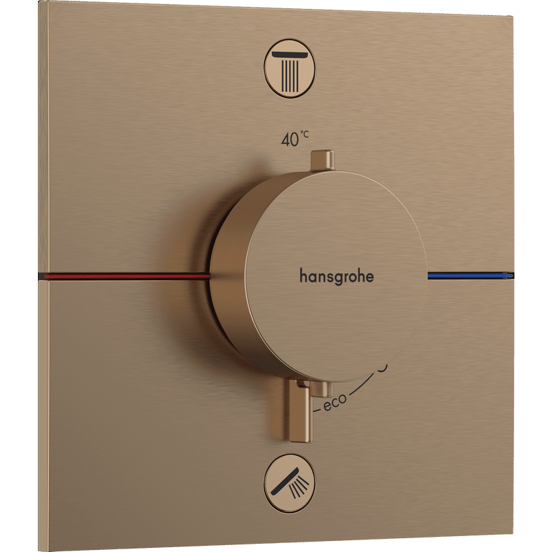 hansgrohe Hansgrohe ShowerSelect Comfort E Termostatarmatur til indbygning med afspærring til 2 udtag – børstet bronze PVD