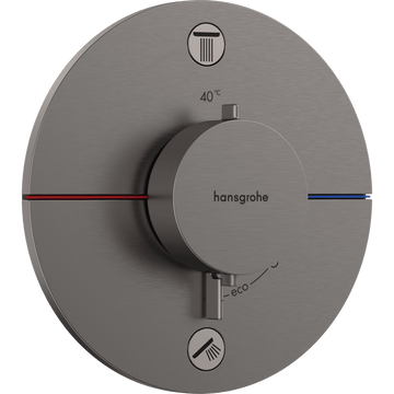 hansgrohe Hansgrohe ShowerSelect Comfort S Termostatarmatur til indbygning med afspærring til 2 udtag – børstet sort krom PVD