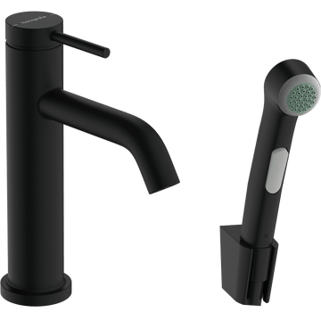 hansgrohe Håndvaskarmatur Hansgrohe Tecturis S 1-grebs håndvaskarmatur 110 med bidettebruser og 160cm bruserslange – mat sort