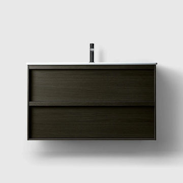 HAVEN Badeværelsesmøbler HAVEN H2/100 - Dark Wood med bordplade i porcelæn