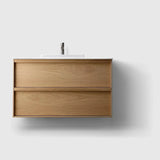 HAVEN Badeværelsesmøbler HAVEN H2/100 - Oak Wood med bordplade i hvid solid surface