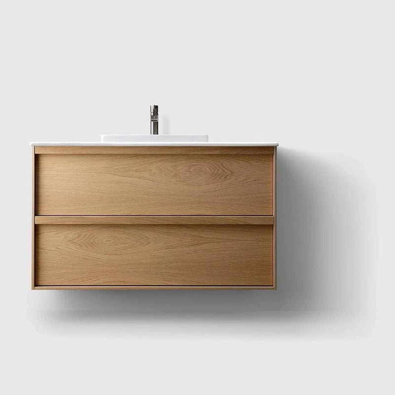 HAVEN Badeværelsesmøbler HAVEN H2/100 - Oak Wood med bordplade i hvid solid surface