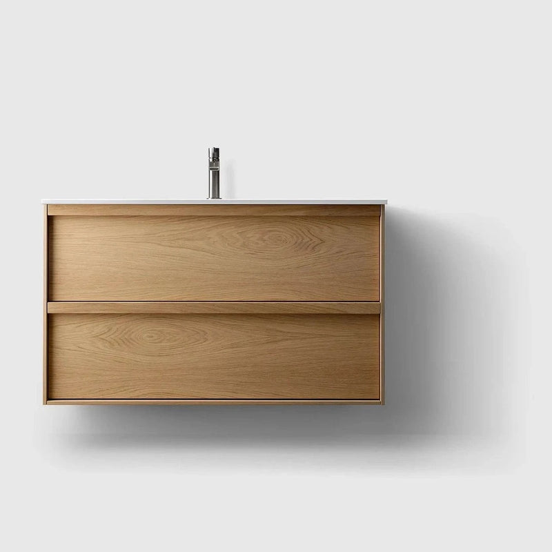 HAVEN Badeværelsesmøbler HAVEN H2/100 - Oak Wood med bordplade i hvid solid surface