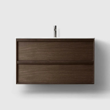 HAVEN Badeværelsesmøbler HAVEN H2/100 - Smoked Oak Wood med bordplade i porcelæn