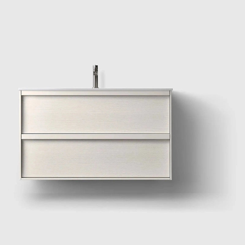 HAVEN Badeværelsesmøbler HAVEN H2/100 - White Wood med bordplade i hvid solid surface
