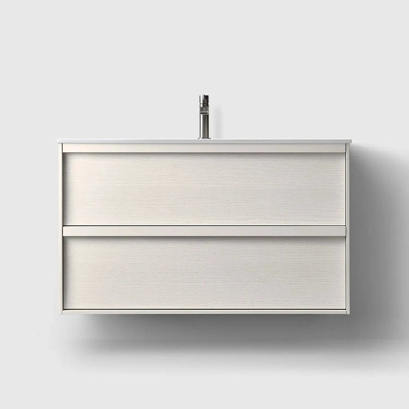HAVEN Badeværelsesmøbler HAVEN H2/100 - White Wood med bordplade i hvid solid surface