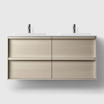 HAVEN Badeværelsesmøbler HAVEN H2/120 - Light Ash Wood med bordplade i hvid solid surface