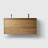 HAVEN Badeværelsesmøbler HAVEN H2/120 - Oak Wood med bordplade i hvid solid surface