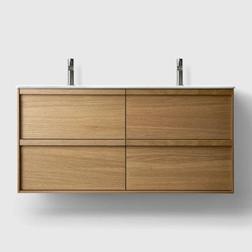 HAVEN Badeværelsesmøbler HAVEN H2/120 - Oak Wood med bordplade i porcelæn