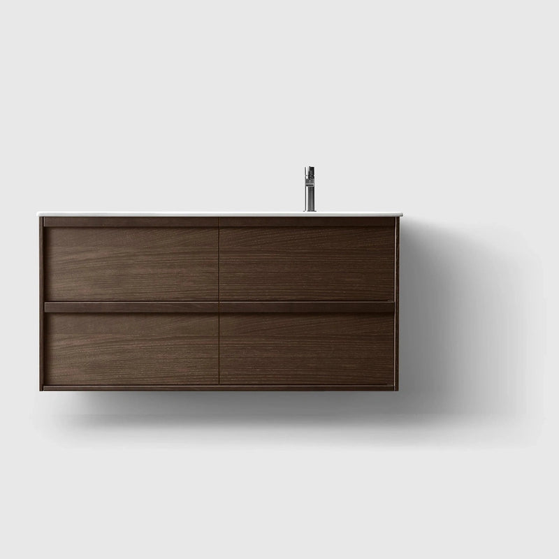 HAVEN Badeværelsesmøbler HAVEN H2/120 - Smoked Oak Wood med bordplade i porcelæn