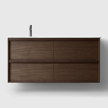 HAVEN Badeværelsesmøbler HAVEN H2/120 - Smoked Oak Wood med bordplade i porcelæn