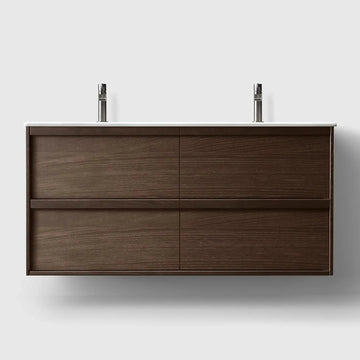 HAVEN Badeværelsesmøbler HAVEN H2/120 - Smoked Oak Wood med bordplade i porcelæn