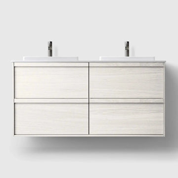 HAVEN Badeværelsesmøbler HAVEN H2/120 - White Wood med bordplade i hvid solid surface