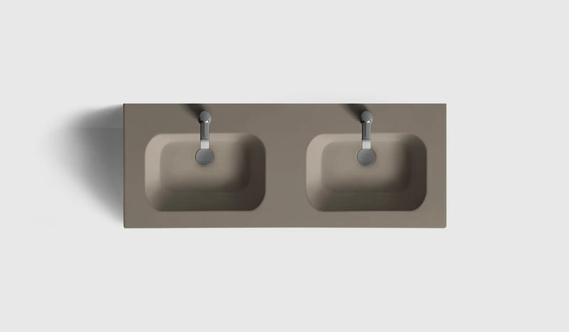 HAVEN Badeværelsesmøbler HAVEN H2/120 - White Wood med dobbelt vask i porcelæn