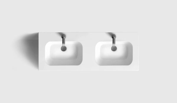 HAVEN Badeværelsesmøbler HAVEN H2/120 - White Wood med dobbelt vask i porcelæn