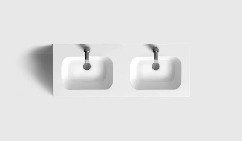 HAVEN Badeværelsesmøbler HAVEN H2/120 - White Wood med dobbelt vask i porcelæn