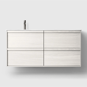 HAVEN Badeværelsesmøbler HAVEN H2/120 - White Wood med vask til højre/venstre i porcelæn