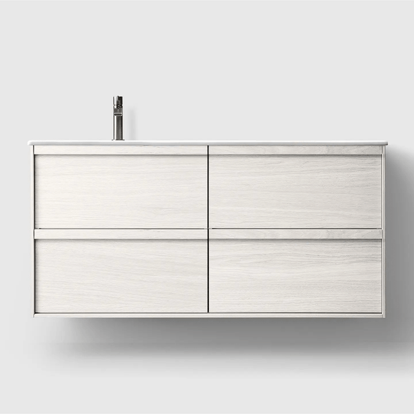 HAVEN Badeværelsesmøbler HAVEN H2/120 - White Wood med vask til højre/venstre i porcelæn