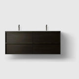 HAVEN Badeværelsesmøbler HAVEN H2/140 - Dark Wood med bordplade i hvid solid surface