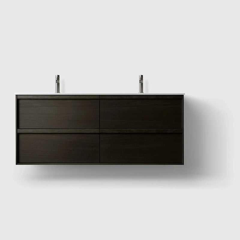 HAVEN Badeværelsesmøbler HAVEN H2/140 - Dark Wood med bordplade i hvid solid surface