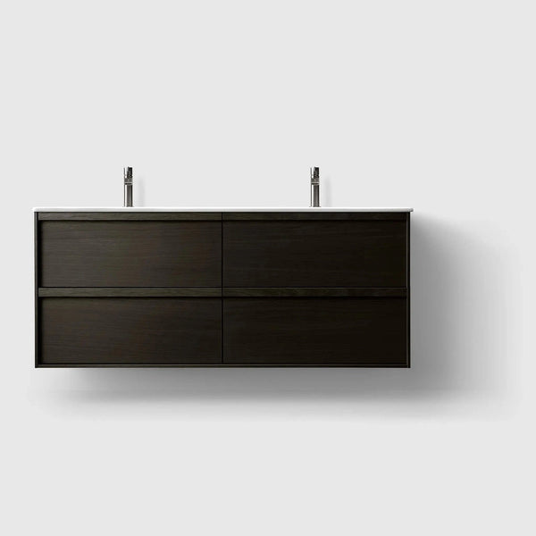 HAVEN Badeværelsesmøbler HAVEN H2/140 - Dark Wood med bordplade i porcelæn