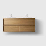 HAVEN Badeværelsesmøbler HAVEN H2/140 - Oak Wood med bordplade i hvid solid surface
