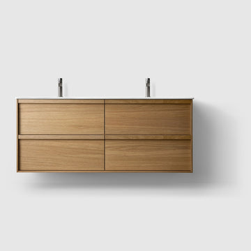 HAVEN Badeværelsesmøbler HAVEN H2/140 - Oak Wood med bordplade i porcelæn