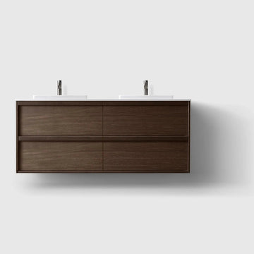 HAVEN Badeværelsesmøbler HAVEN H2/140 - Smoked Oak Wood med bordplade i hvid solid surface