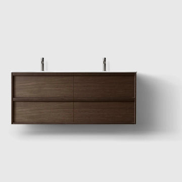 HAVEN Badeværelsesmøbler HAVEN H2/140 - Smoked Oak Wood med bordplade i porcelæn