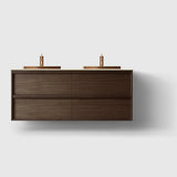 HAVEN Badeværelsesmøbler HAVEN H2/140 - Smoked Oak Wood med stenbordplade