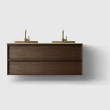 HAVEN Badeværelsesmøbler HAVEN H2/140 - Smoked Oak Wood med stenbordplade