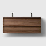 HAVEN Badeværelsesmøbler HAVEN H2/140 - Walnut Wood med bordplade i porcelæn