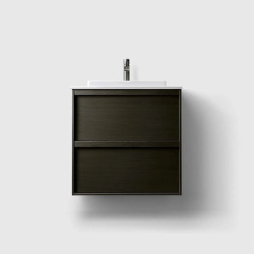 HAVEN Badeværelsesmøbler HAVEN H2/60 - Dark Wood med bordplade i hvid solid surface