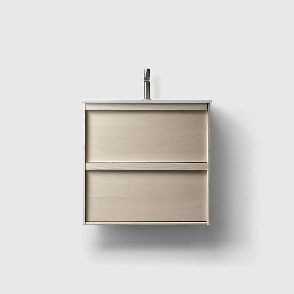 HAVEN Badeværelsesmøbler HAVEN H2/60 - Light Ash Wood med bordplade i hvid solid surface