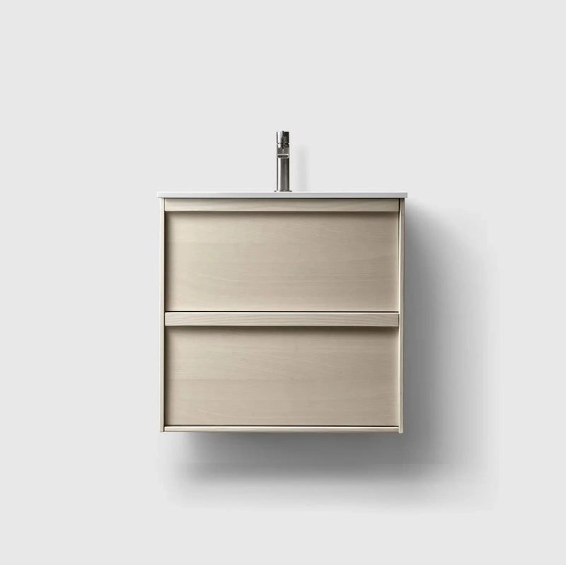 HAVEN Badeværelsesmøbler HAVEN H2/60 - Light Ash Wood med bordplade i hvid solid surface