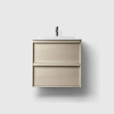 HAVEN Badeværelsesmøbler HAVEN H2/60 - Light Ash Wood med bordplade i hvid solid surface
