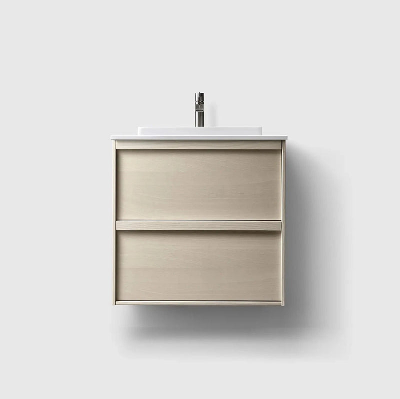 HAVEN Badeværelsesmøbler HAVEN H2/60 - Light Ash Wood med bordplade i hvid solid surface