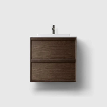 HAVEN Badeværelsesmøbler HAVEN H2/60 - Smoked Oak Wood med bordplade i hvid solid surface