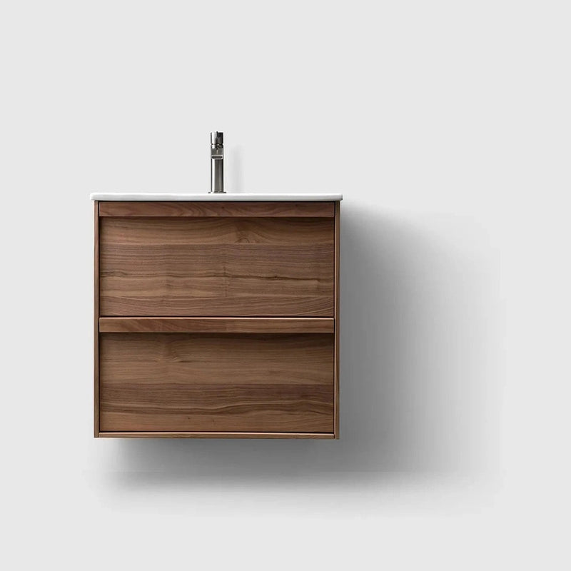 HAVEN Badeværelsesmøbler HAVEN H2/60 - Walnut Wood med bordplade i porcelæn