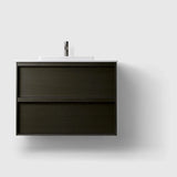 HAVEN Badeværelsesmøbler HAVEN H2/80 - Dark Wood med bordplade i hvid solid surface