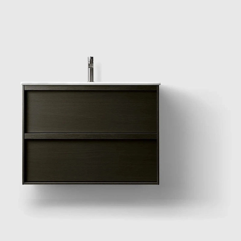 HAVEN Badeværelsesmøbler HAVEN H2/80 - Dark Wood med bordplade i porcelæn