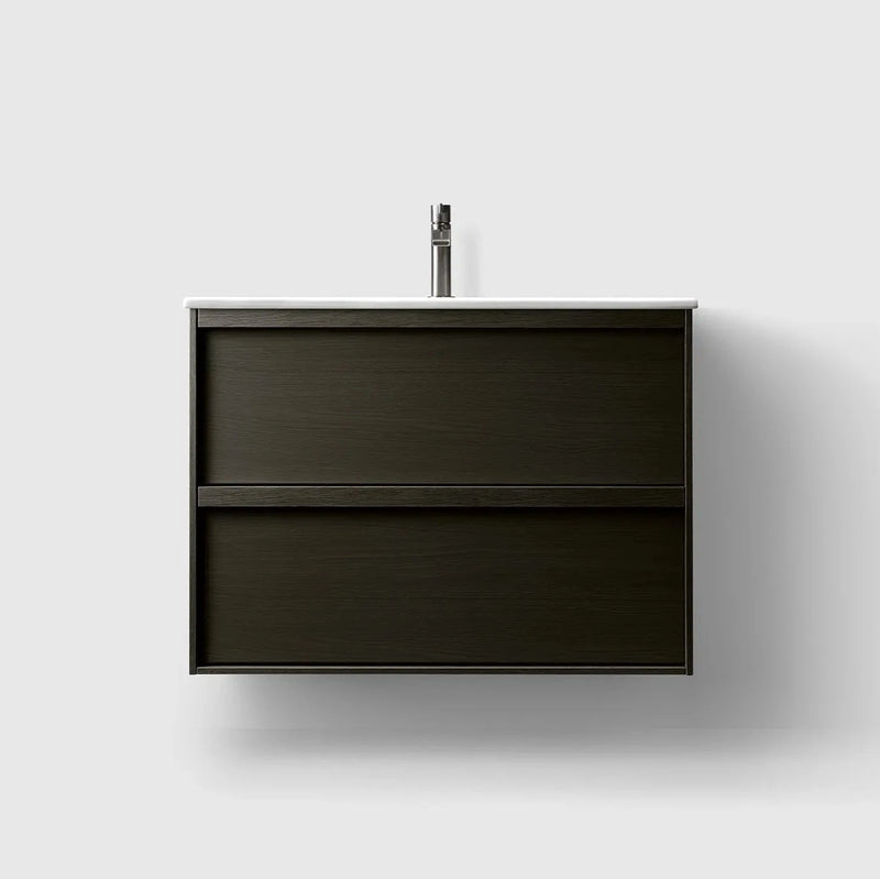 HAVEN Badeværelsesmøbler HAVEN H2/80 - Dark Wood med bordplade i porcelæn
