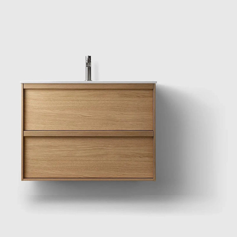 HAVEN Badeværelsesmøbler HAVEN H2/80 - Oak Wood med bordplade i hvid solid surface