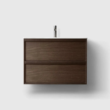 HAVEN Badeværelsesmøbler HAVEN H2/80 - Smoked Oak Wood med bordplade i porcelæn