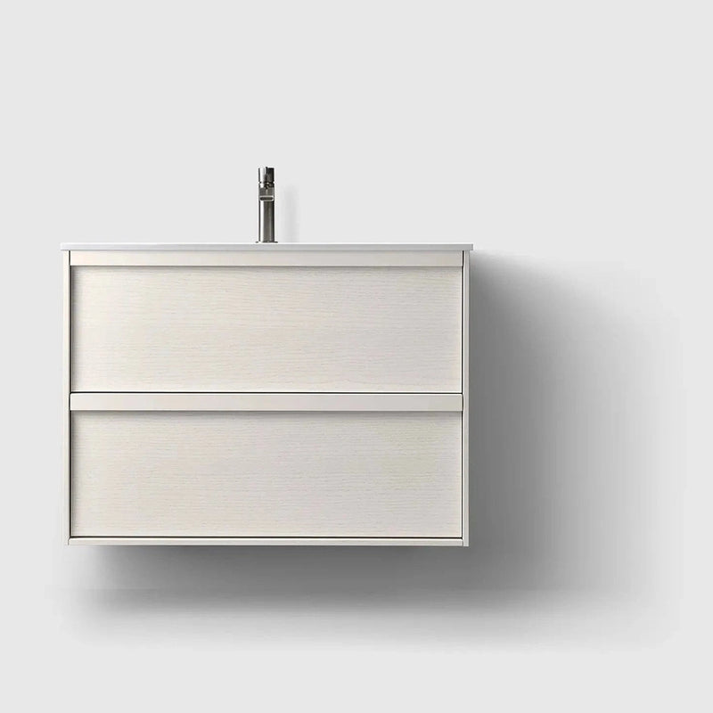 HAVEN Badeværelsesmøbler HAVEN H2/80 - White Wood med bordplade i hvid solid surface