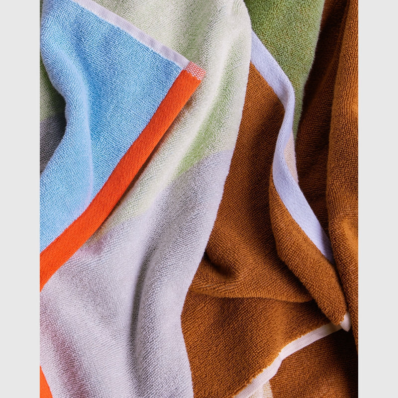 Hübsch Tekstiler Hübsch Block Håndklæde Small - lyseblå/flerfarvet